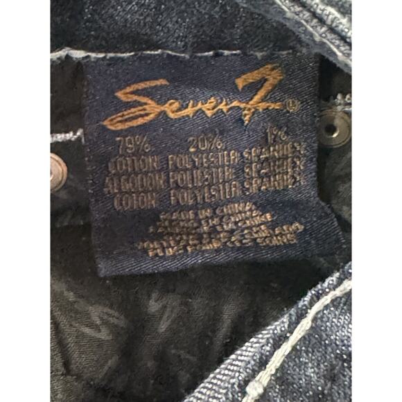 Seven 7 Jeans Women 31 Low Rise Flare Leg Thick Stitch Western Festival Y2K - Picture 9 of 10